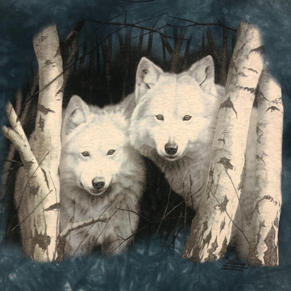 The Mountain Wolves T-Shirt Blue Tie Dye Adult Graphic‎ Tee Animal Lover